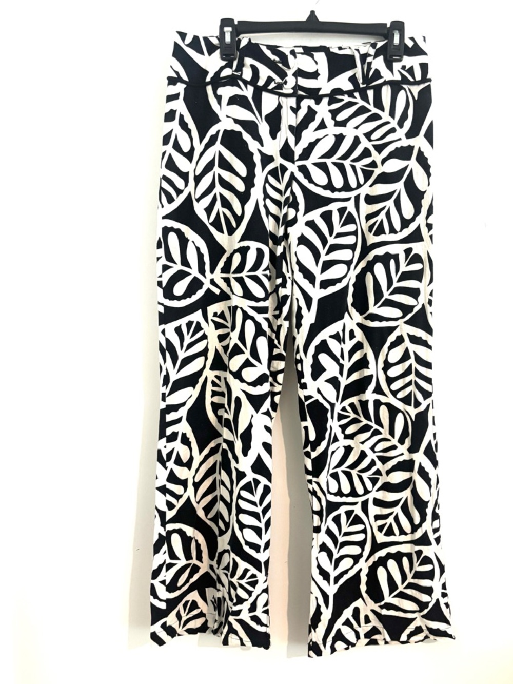 🌺Tribal Size 8 Black and White Leaf Print Wide Leg Pants Work Resort
